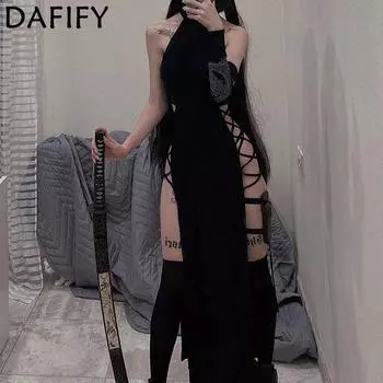 DAFIFY женские модные летние весенние однотонные повседневные платья трапециевидной формы без рукавов с высоким воротом и высокой талией