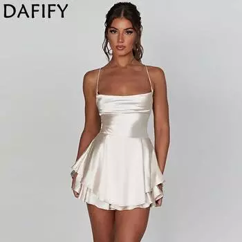 DAFIFY женские модные летние весенние однотонные повседневные платья без рукавов с подтяжками трапециевидной формы со средней талией