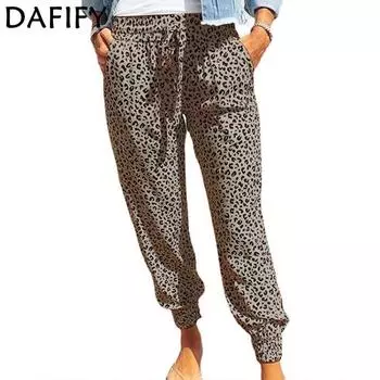 DAFIFY женские модные летние весенние повседневные брюки с леопардовым принтом и высокой талией, брюки и капри S