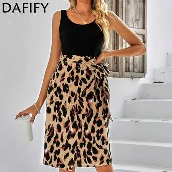 DAFIFY Женские модные летние весенние повседневные платья без рукавов с круглым вырезом и средней талией