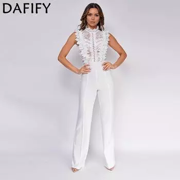 DAFIFY женские модные повседневные летние весенние однотонные брюки без рукавов с высокой талией и принтом, комбинезоны и комбинезоны S красный