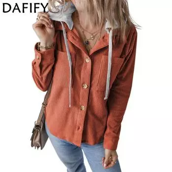 DAFIFY Женская мода повседневные однотонные толстовки с капюшоном и длинным рукавом с принтом S оранжевый