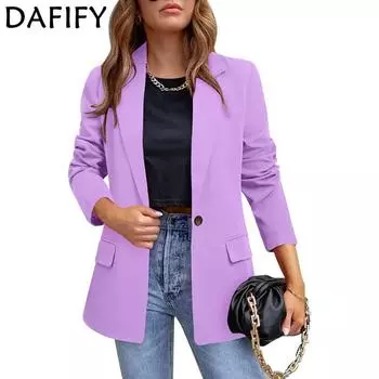 DAFIFY женские модные повседневные однотонные принты осень-зима с длинным рукавом ПОЛО с воротником блузки и рубашки