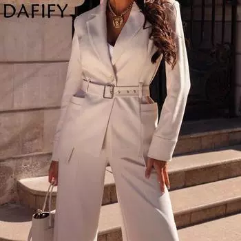 DAFIFY женские модные повседневные осенне-зимние однотонные поло с принтом и длинными рукавами, брюки, брюки, костюмы S чёрный