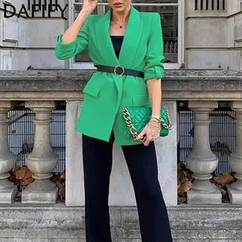 DAFIFY женские модные повседневные осенне-зимние однотонные рубашки-поло с длинными рукавами и принтом, блузки и рубашки, верхняя куртка S зелёный