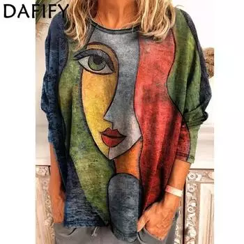 DAFIFY Женские модные повседневные осенне-зимние пуловеры с круглым вырезом и длинными рукавами с длинными рукавами