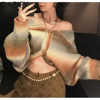 DAFIFY Женские модные повседневные осенне-зимние свитера с длинными рукавами и воротником-поло One Size