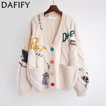 DAFIFY Женская мода повседневная осень-зима с длинным рукавом и V-образным вырезом свитера Size: One Size розовый