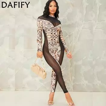 DAFIFY женские модные повседневные весенне-осенние брюки с леопардовым принтом и длинными рукавами, высокая талия, брюки, комбинезоны и ромперы S хаки