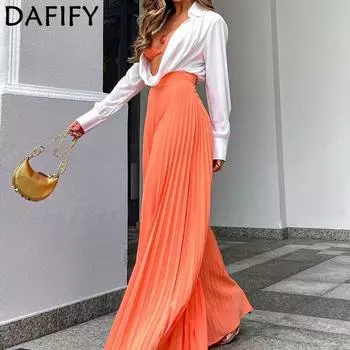 DAFIFY женские модные повседневные весенне-осенние однотонные брюки с высокой талией и принтом, брюки и капри S