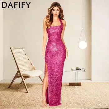 DAFIFY женское модное летнее и весеннее однотонное коктейльное и вечернее платье без рукавов с висячим воротником и высокой талией S белый