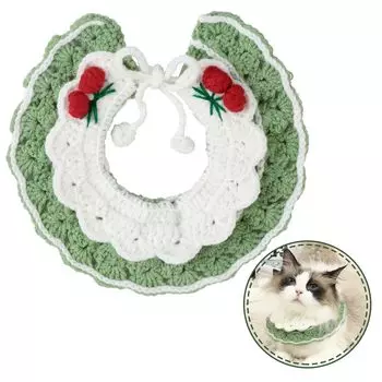 Dagongnets Cat Dog Cat Saliva Pet Handmade Knitted Dog Cat Collar Cute Easy to Install Collar, Collar, Towel, Hab, Bib, Style, (M) зелёный