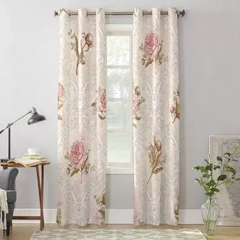 Dahlia Flower Leaves Retro Window Curtain Living Room Luxury Valance Curtain for Bedroom Home Kitchen Decor Curtain 135W x 60H(cm) x1