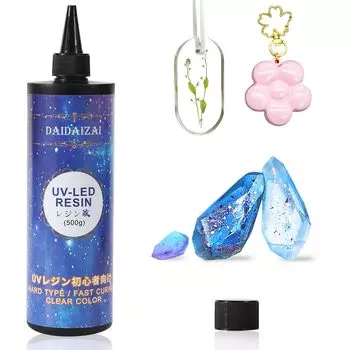 DAIDAIZAI УФ-смола Большая смола Твердая, быстро УФ-светодиодная, с высокой устойчивостью к самодельной смоле, легко поддающаяся усовершенствованию для начинающих, жидкая, емкость, 500 г, УФ/светодиод