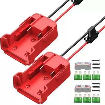 DaierTek 2PCS Power Wheel Battery Adapter для Milwaukee M18 Battery Adapter Converter 18V Battery Adapter Kit 12 AWG Wire