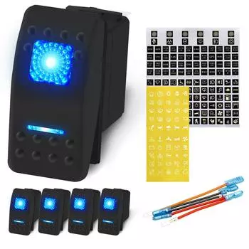 DaierTek 5PCS UTV автомобильный тумблер 20A 12V синий светодиодный водонепроницаемый тумблер 5 Pin ВКЛ/ВЫКЛ для морской лодки ATV