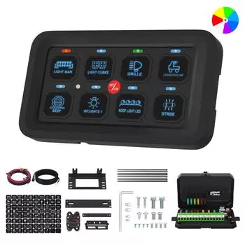 DaierTek 8-клавишная панель переключателей, универсальная система управления цепями, релейная система с автоматическим затемнением, светодиодный переключатель включения-выключения, коробка для автофургона