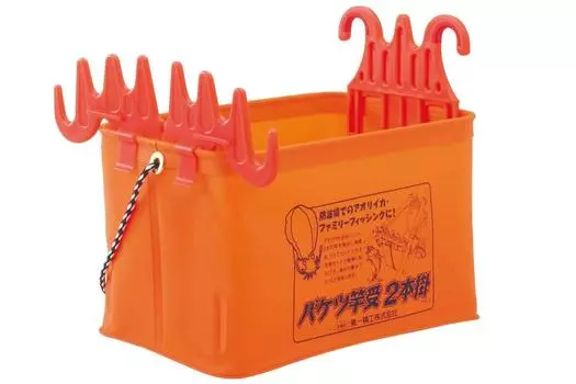 Daiichi Seiko Fishing Rod Red Bucket, 2-Pole Holder, 12L,