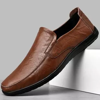 Daily casual foot shoes, autumn new leather men s shoes, lazy shoes, British trend small leather shoes, Dad Shoes. 38