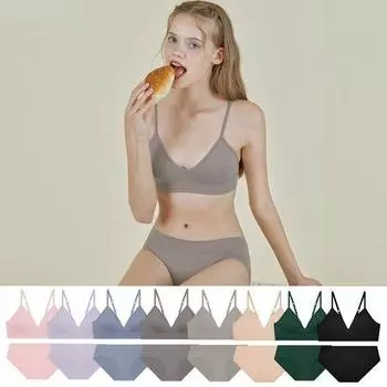 [DAILY] Ежедневный комплект трусиков-бюстгальтеров без косточек, 8 цветов Black: M.095