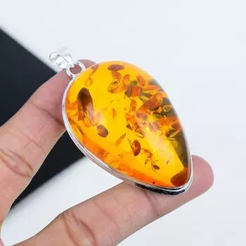 Изящная подвеска из серебра с драгоценными камнями Blacti Ambar из стерлингового серебра 925 пробы — дизайн груши ручной работы, повседневное украшение, подарок на день рождения 2.16 жёлтый