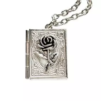 Dainty Book Locket Necklace Unique Pendant Collarbone Chain Sweater Chain Charm Vintage Neckchains Jewelry Accessory 1602