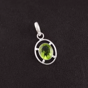 Dainty Peridot Gemstone 925Sterling Silver Pendant Elegant Handcrafted Jewelry PP-6-3