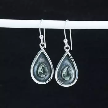 Dainty White Topaz Gemstone Earrings, 925 Sterling Silver Earring, Handmade Boho Silver Jewelry Dangle Earrings, Anniversary Gift 1.77 белый