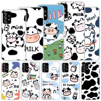 Dairy Cattle Cow Speckle Cute Soft Case For Samsung Galaxy A52 A53 A32 A22 A12 5G Phone Cover A33 A23 A13 A72 A73 A02S A03S A42 Samsung A02S