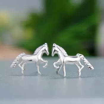 Daisies Real Pure 925 Sterling Silver Jewelry Mini Horse Stud Earrings for Women Anima