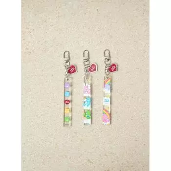 Daiso Care Bear Rod Acrylic Key Ring Clear guitar care bear (face)