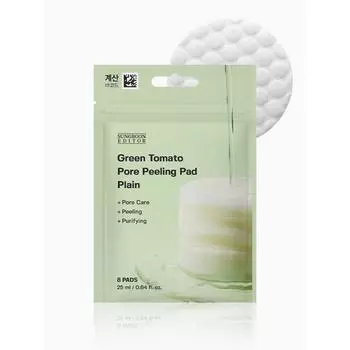 Daiso Ingredient Editor Green Tomato Pore Peeling Pad, простые, 8 листов