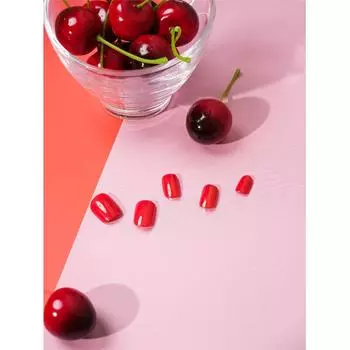 Daiso Solid Nail Tips 16 Pack Rose Red Red guitar (slim)