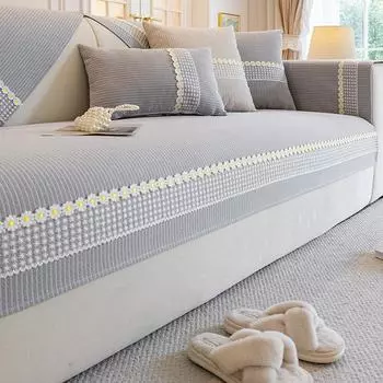 Daisy Lace Sofa Cushion Four Seasons Universal Embroidered Sofa Cushions Pillowcases Non Slip Little Fresh Chenille Sofas Cover 70x70cm 1pcs