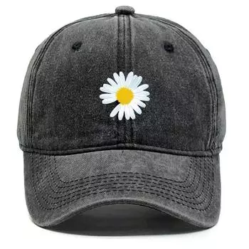 Daisy Print Baseball Cap Adjustable Mesh Hat Retro Cotton Snapback Summer Outdoor Golf Fishing Gift Street Style Cap