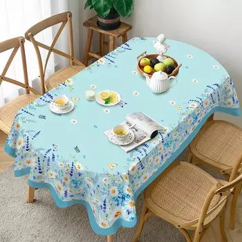 Daisy Tablecloth Blue Floral Rectangle Tablecloth Spring Summer Waterproof Durable Table Cover for Kitchen Table Outdoor Picnic 50x50cm napkin