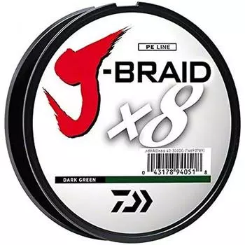 Daiwa J Braid 300M, 8-прядная круглая плетеная леска, 30 фунтов, 330 ярдов, темно-зеленая
