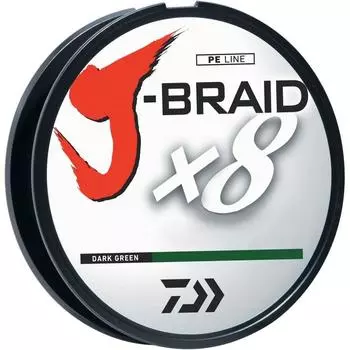 Daiwa J Braid 300M, 8-прядная круглая плетеная леска, 120 фунтов, темно-зеленая