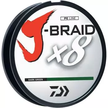 Daiwa J Braid 300M, 8-прядная круглая плетеная леска, 10 фунтов, темно-зеленая