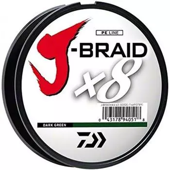 Daiwa J Braid 300M, 8-прядная леска с круглым лезвием, фунт. Тест 8 темно-зеленый
