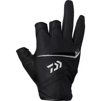 DAIWA Leather Fit Gloves 3 Cut Black Black XL DG-2221