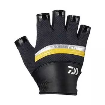 DAIWA Nano Front R Mesh Cool Gloves 5 Cut Black Yellow M DG-3121
