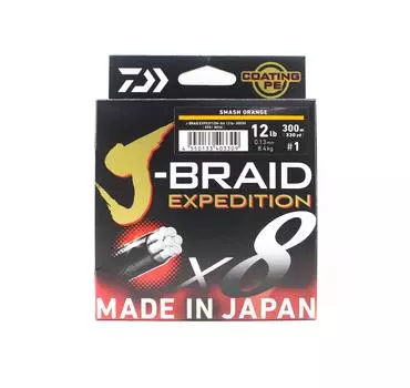 Daiwa PE Line J Braid Expedition X8 300м 12lb Smash Orange (3309) оранжевый