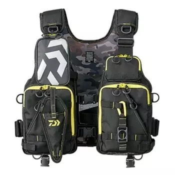 DAIWA рыболовный жилет поплавок жилет черный желтый бесплатно DF-6206