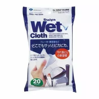 DAIYA GOLF Diamond Wet Cloth, Cleans the entire club, Removes dirt with alkaline electrolyzed water, Club maintenance, Club polishing, Disposable shee