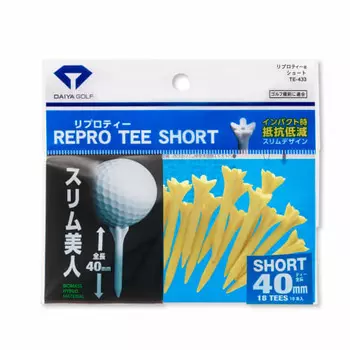 DAIYA GOLF Golf Tee Repro Tee Short Yellow TE-433 Total length 40mm 18 pieces