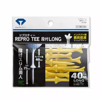 DAIYA GOLF Golf Tee Repro Tee Stepped Long Yellow Total Length 75mm Up Height 12 pieces TE-434 (Tee 40mm)