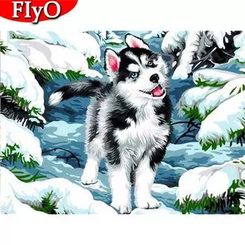 Diamond Painting Dog Rhinestones Craft Kit Diamond Вышивка Мозаика Животное Полный Дрель Ручная работа Декор Для Дома Full Round 20X30CM
