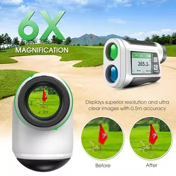 Дальномер для гольфа с сенсорным ЖК-экраном, 6-кратное увеличение, 600 м/800 м, USB-перезаряжаемый дальномер 600 m чёрный