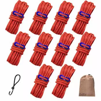 DaLaCa Paracord Tent Rope Tarp Rope Guy Rope with Reflective Material Thickness 5mm Length 4m Set of 6 8 10 Load Capacity 350kg Flexible Hardware